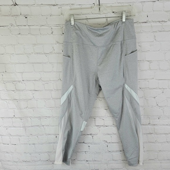 Avia Womens Gray/White Workout Pants w/White Weaving and Pockets Size L - Picture 1 of 11